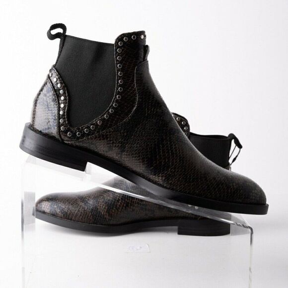 Zara Womens Flat Ankle Boots Sz 6 Eu 36 Snakeskin - Picture 3 of 9